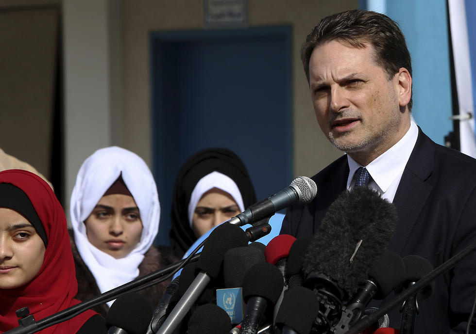 UNRWA Commissioner-General Pierre Krähenbühl speaks during a visit to a Gaza girls school (Photo: AP) UNRWA Commissioner-General Pierre Krähenbühl speaks during a visit to a Gaza girls school