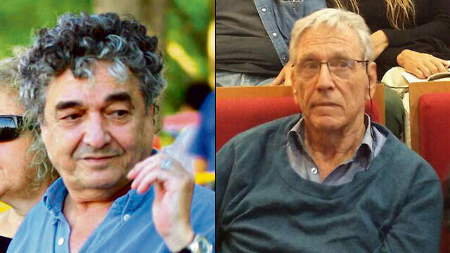 Elharar (L) said he'd be pleased seeing Amos Oz going up in smoke in Treblinka (Photo: Amit Magal) Elharar (L) said he'd be pleased seeing Amos Oz going up in smoke in Treblinka