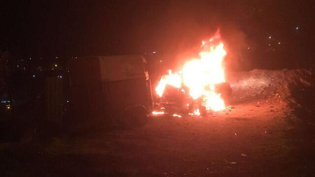 The Israeli's vehicle was burned to ash