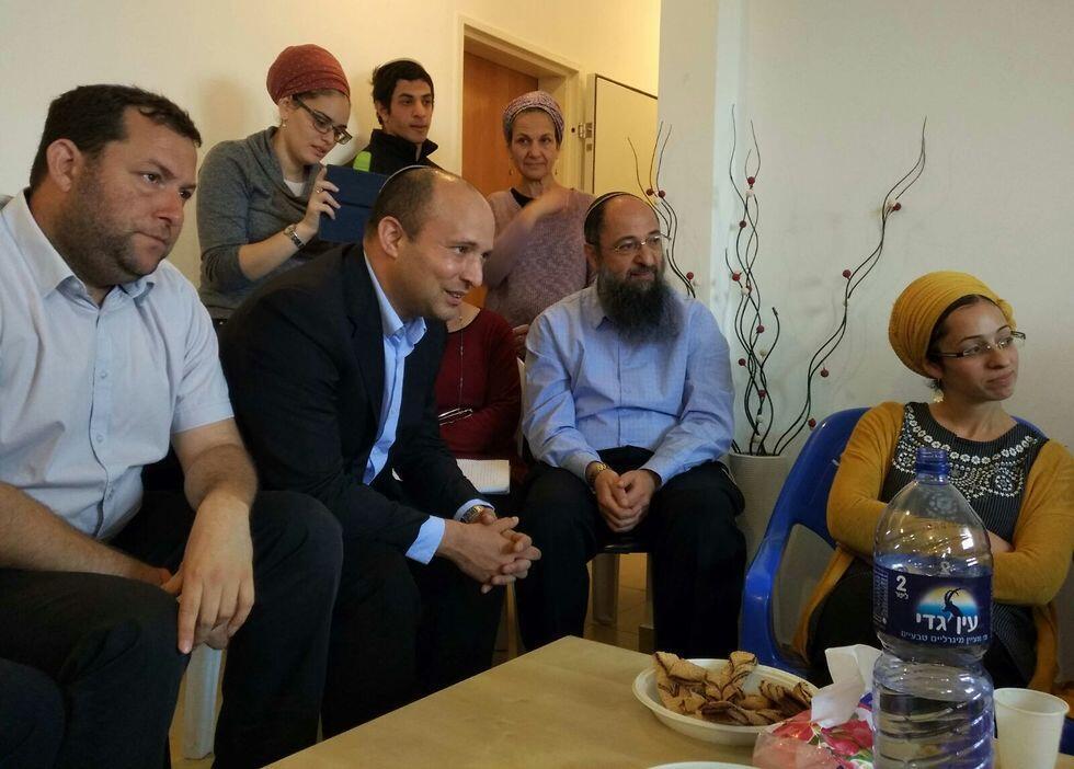 Education Minister Bennett (2nd from left) visited the Ben-Gal family for a condolence visit (צילום: מועצה אזורית שומרון) Education Minister Bennett (2nd from left) visited the Ben-Gal family for a condolence visit