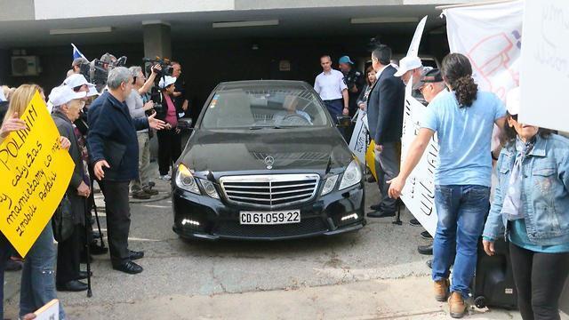 Protest outside Polish Embassy in Tel Aviv, Thursday 