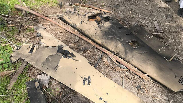 Обломки иранского беспилотника на границе с Израилем. Фото: пресс--служба ЦАХАЛа