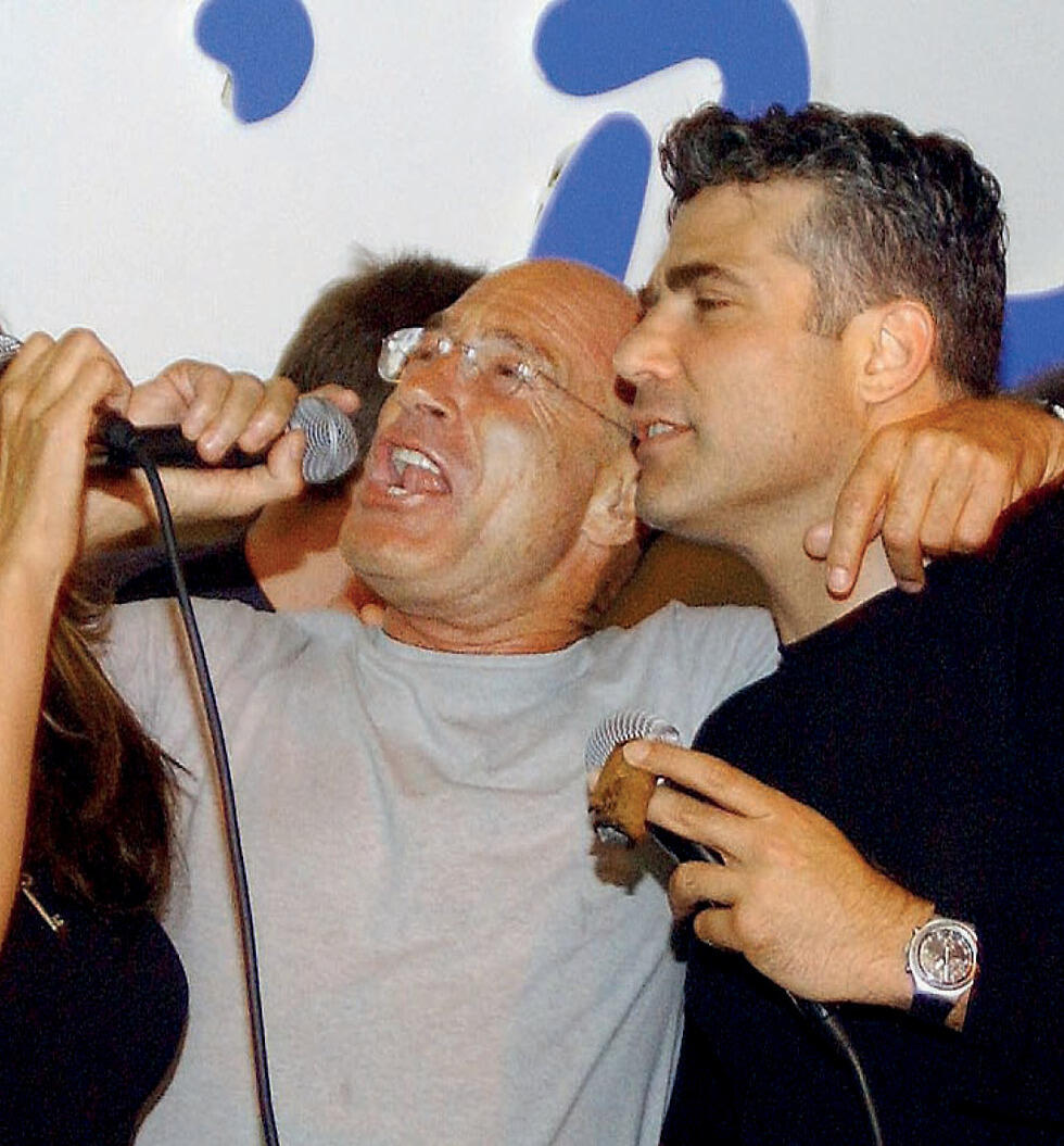 Milchan (L) with Lapid