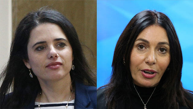 Justice Minister Shaked (L) and Culture and Sports Minister Regev (צילום: אלכס קולומויסקי, אוהד צויגנברג) Justice Minister Shaked (L) and Culture and Sports Minister Regev