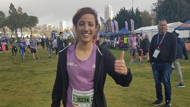 Liraz Hassan of Bnei Brak ran in the Jerusalem Marathon after completing the Tel Aviv Marathon