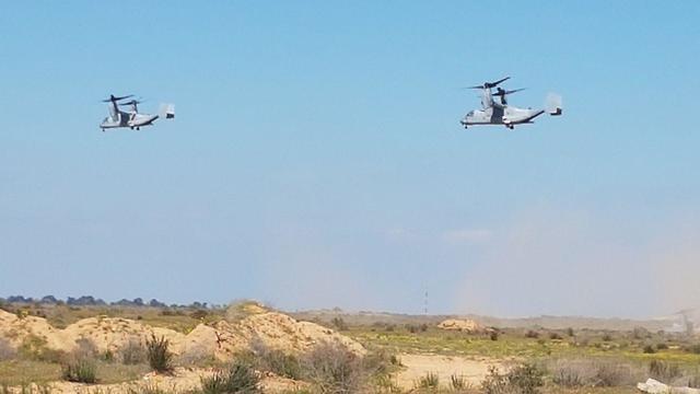 3 V-22 planes participated in the drill (צילום: יואב זיתון) 3 V-22 planes participated in the drill