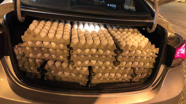 Police thwart attempt to smuggle 12,000 eggs through Jerusalem vicinity crossings (צילום: דוברות המשטרה) Police thwart attempt to smuggle 12,000 eggs through Jerusalem vicinity crossings