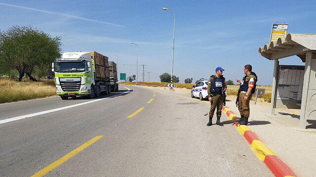 A police barrier in the Gaza vicinity, Tuesday morning