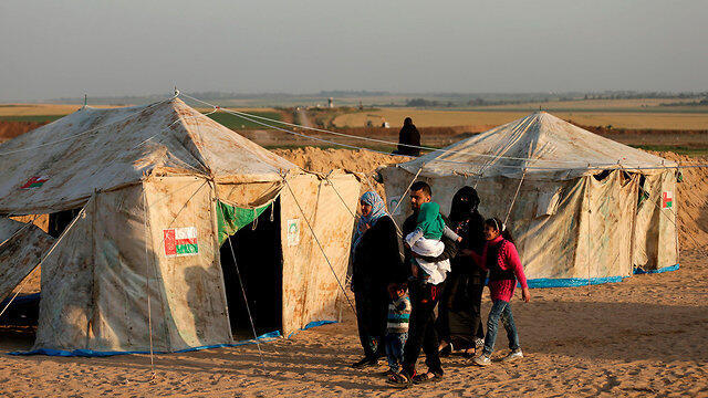 Tents the Palestinians erected on the Gaza border to house protesters