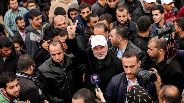 Hamas leader Haniyeh, at the protest