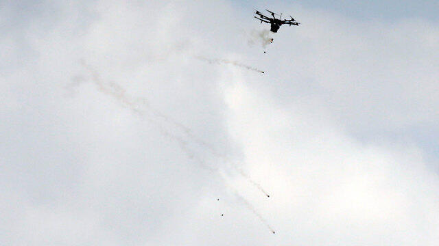 Drone drops tear gas onto Palestinian rioters in Gaza