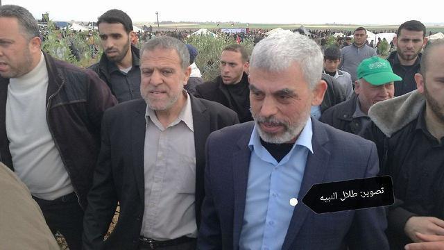 Hamas leader in Gaza Sinwar (R) said, 'If the strip blows up, the blast will be in Israel's face'
