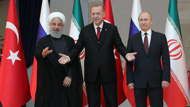 Хасан Рухани, Реджеп Тайип Эрдоган и Владимир Путин в Анкаре. Фото: EPA
