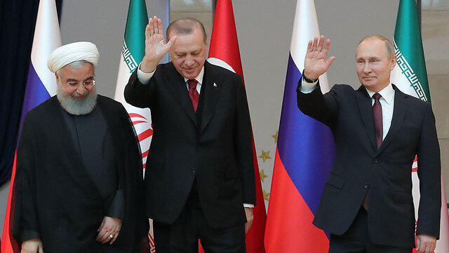 Хасан Рухани, Реджеп Тайип Эрдоган и Владимир Путин в Анкаре. Фото: EPA