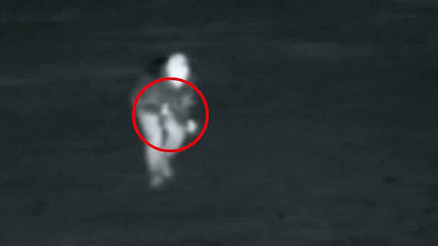 The terrorist's infiltration as captured by IDF cameras