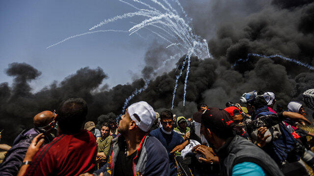 Protesters in Gaza
