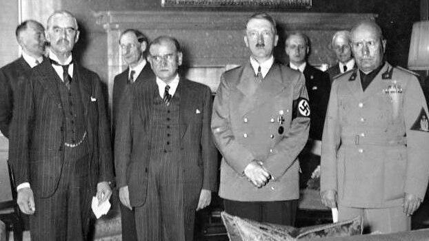 Munich Conference, 1938: Chamberlain, Daladier, Hitler, Mussolini 