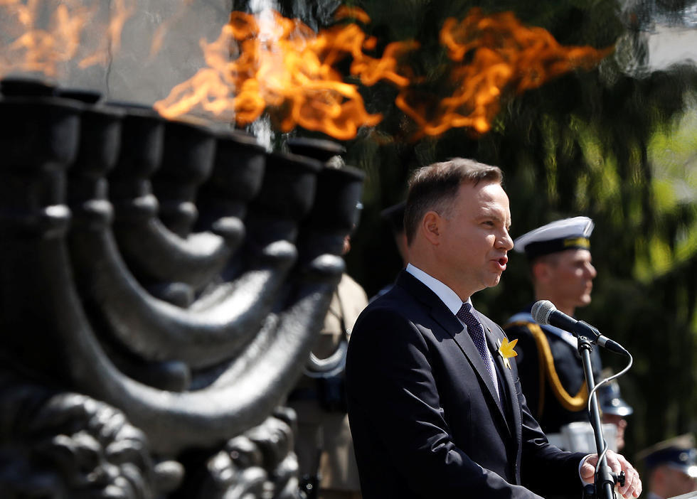 Polish President Andrzej Duda at ceremony commemorating Warsaw Ghetto uprising