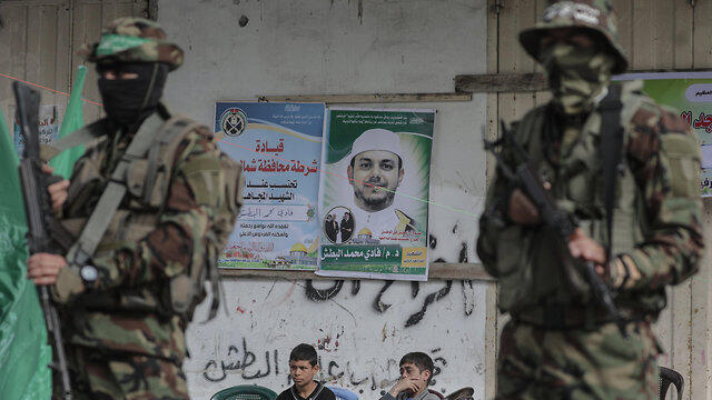 Hamas militants at Albatsh's funeral