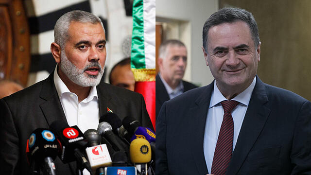 Hamas leader Ismail Haniyeh; Israeli Minister Yisrael Katz (צילום: רויטרס,אוהד צויגנברג) Hamas leader Ismail Haniyeh; Israeli Minister Yisrael Katz