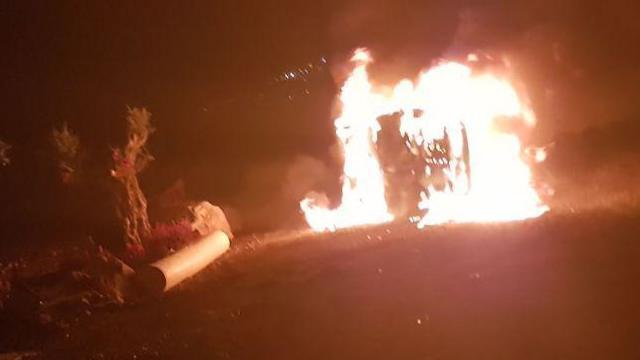 The vehicle torched in the northern village of Iksalnullnull The vehicle torched in the northern village of Iksal