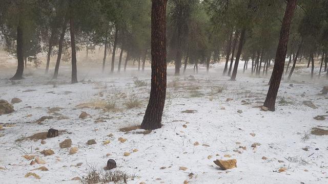 Hail in Kibbutz Lahav