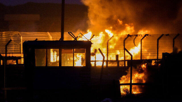 The Palestinian side of the Kerem Shalom crossing on fire