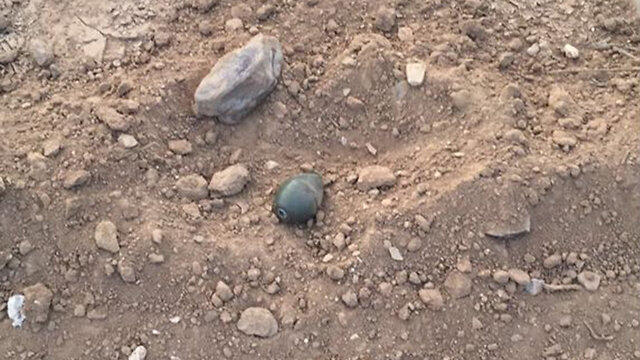 A grenade thrown by Palestinians at IDF forces