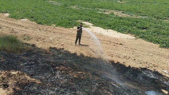 Aftermath of the fire (צילום: ביטחון מ.א שדות נגב) Aftermath of the fire