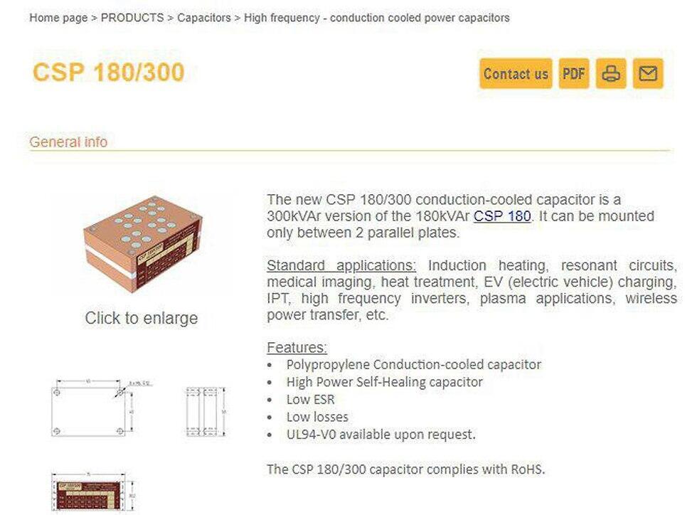 The CSP 180/300 model capacitor sold to Turkey made its way to Iran