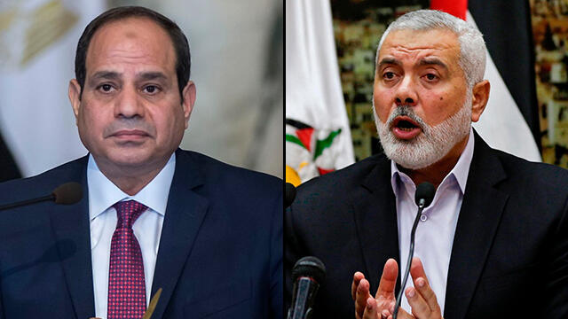 Президент Египта Абдель Фаттах ас-Сиси и лидер ХАМАСа Исмаил Хания. Фото: AFP