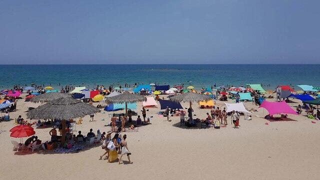 Palmachim beach at full capacity 