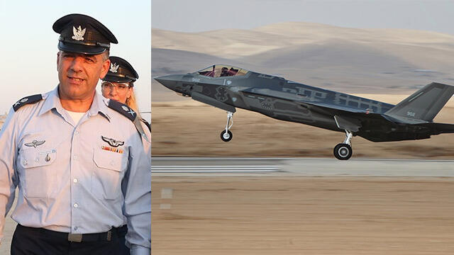 IAF Commander Amikam Norkin and an F-35 fighter jet