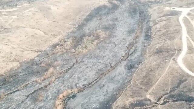 Aerial footage of the Besor Stream after a fire