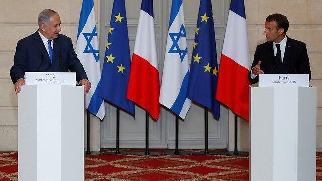 PM Netanyahu and President Macron in joint press conference