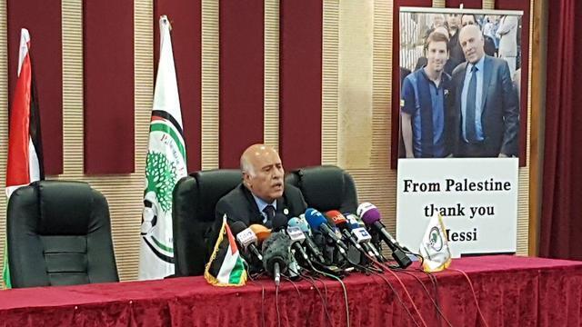 Jibril Rajoub at Wednesday’s press conference 