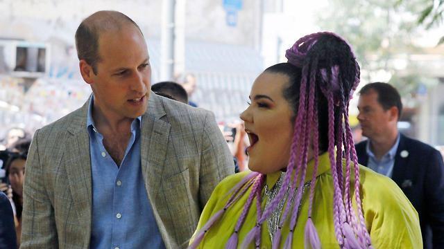 Prince William in Tel Aviv with Israeli Eurovision contest winner Netta Barzilai