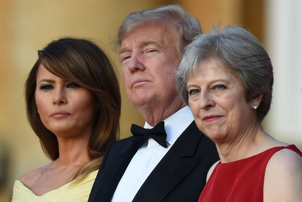 Мелания и Дональд Трамп, Тереза Мэй. Фото: AFP