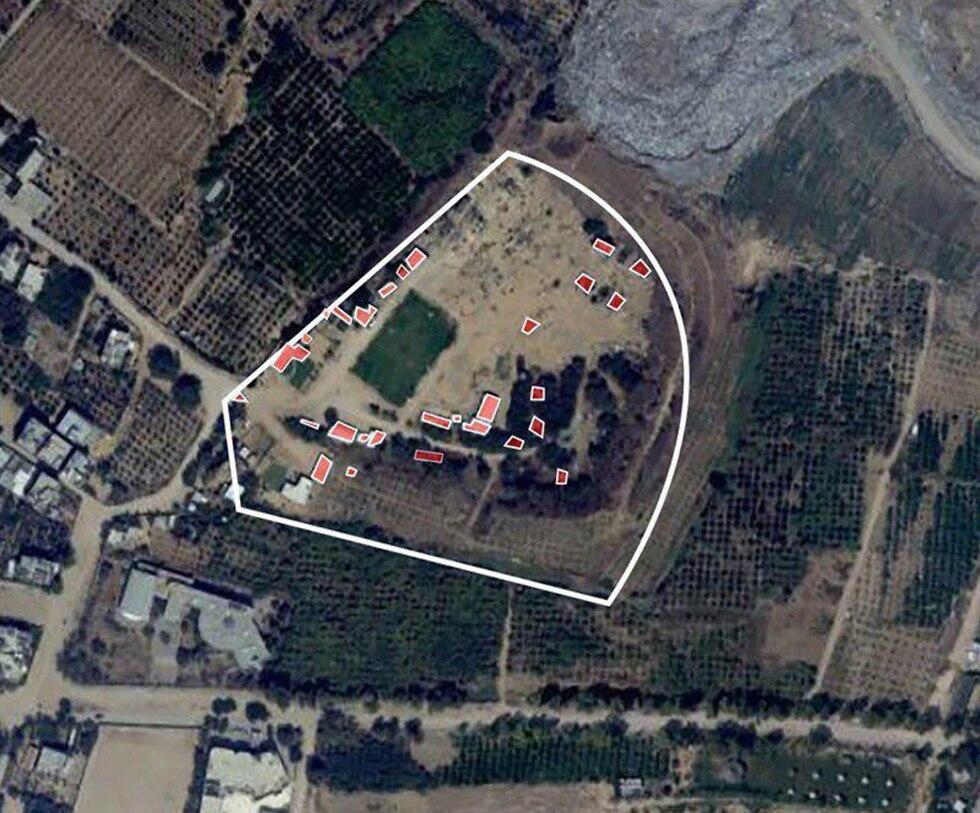 Aerial view of Hamas battalion command center bombed by IDF in Beit Lahiya 