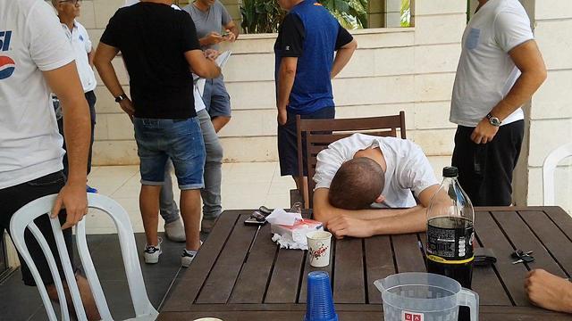 Friends at Aviv's home on Saturday
