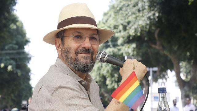 Ehud Barak at the protest in Tel Aviv