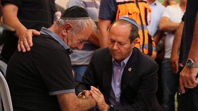 Mayor Nir Barkat attends the funeral