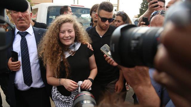 Ahed Tamimi in a press conference after her release 