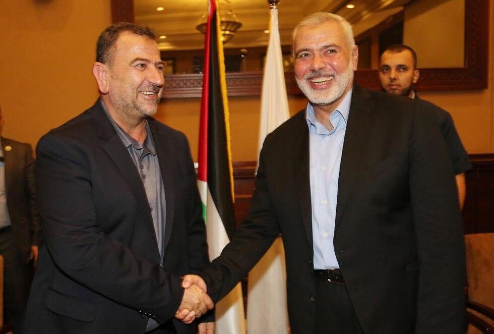 Hamas leaders Saleh al-Arouri and Ismail Haniyeh