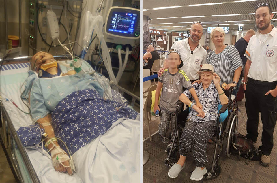 Расма Осипова в больнице "Шиба" и в день вылета на родину. Фото предоставлено семьей (Фото из личного архива) Расма Осипова в больнице "Шиба" и в день вылета на родину. Фото предоставлено семьей