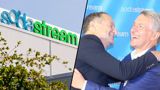 Штаб-квартира SodaStream; руководители двух компаний на совместной пресс-конференции. Фото: AFP, Моти Кимхи (צילום: AFP, מוטי קמחי) Штаб-квартира SodaStream; руководители двух компаний на совместной пресс-конференции. Фото: AFP, Моти Кимхи