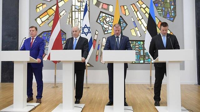 Netanyahu at Baltic States summit's press conference 