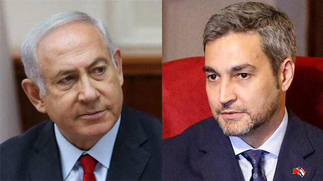 PM Netanyahu (L), Paraguay's President Mario Abdo