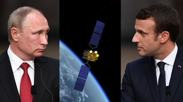 "Противостоять российской угрозе". Владимир Путин, Эммануэль Макрон. Фото: CNES, AFP (צילום: CNES, AFP) "Противостоять российской угрозе". Владимир Путин, Эммануэль Макрон. Фото: CNES, AFP