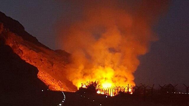 Fire burns at Ein Tzukim Nature Reserve 